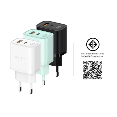 หัวชาร์จ ELOOP C31T สีดำ ชาร์จเร็ว 30W PD QC 3.0_8